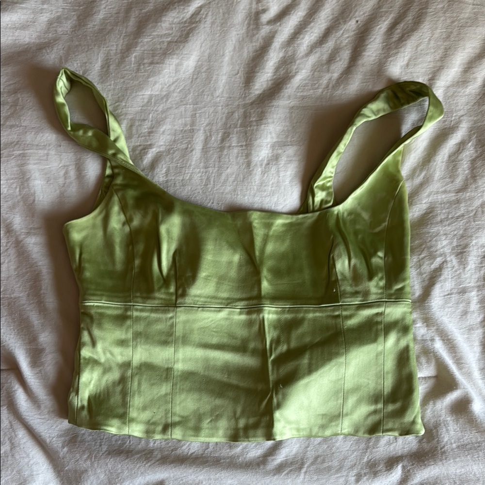 Wilfred satin bustier Crop Tank Top in Light Green